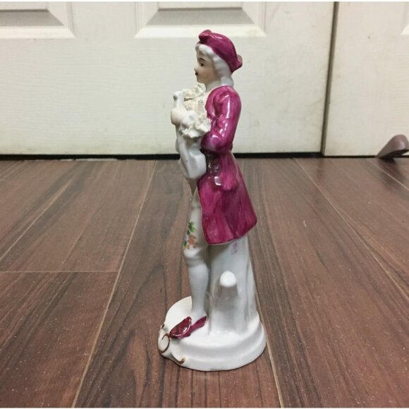 Vintage Sabre Ceramic Violin Player Figure 8 Inches Rococo Baroque Victorian - Picture 5 of 8